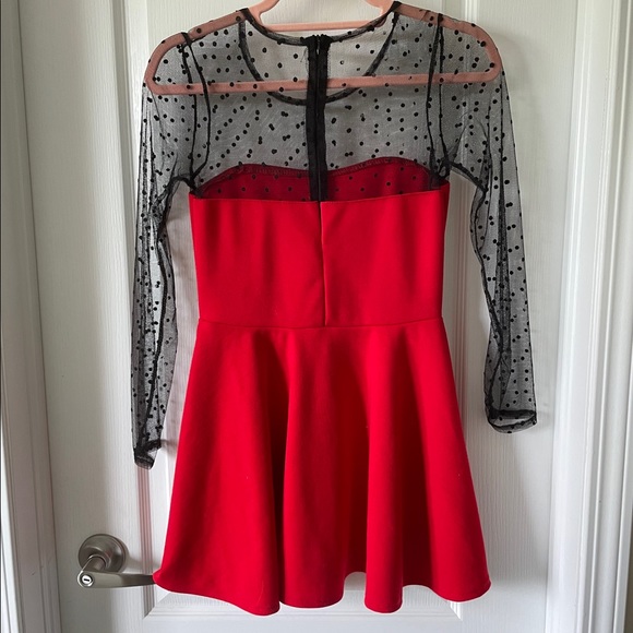 Black Polka Dot Red Dress - Picture 6 of 9